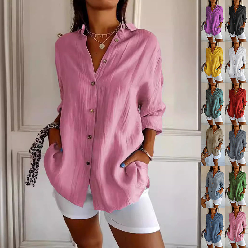 Sasha | Elegant Lapel Shirt With Pleated Style