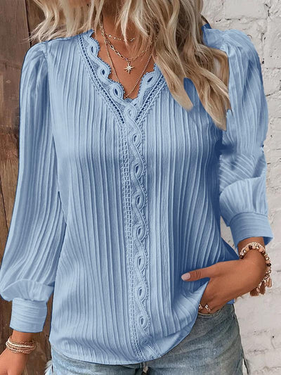 Emma | Long Sleeve V-neck Lace Blouse