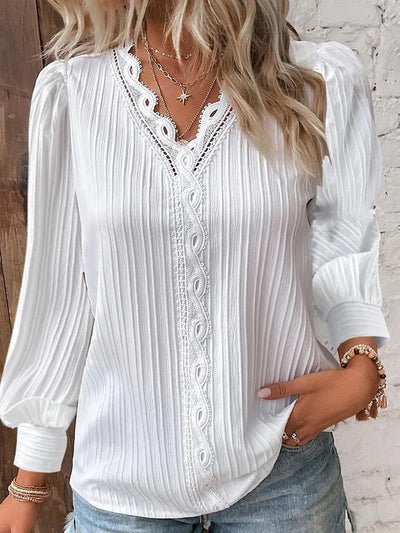 Emma | Long Sleeve V-neck Lace Blouse