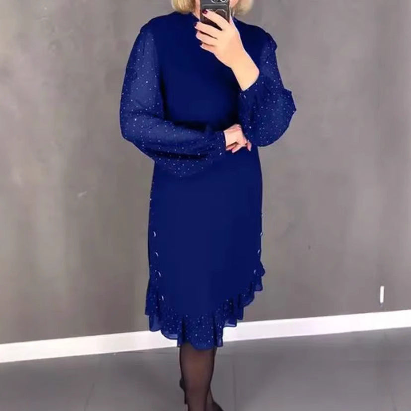 Camille - Elegant dress with long sleeves and dots