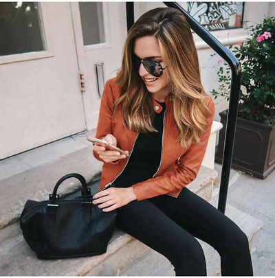 Sophia - Italian Leather Suit Jacket