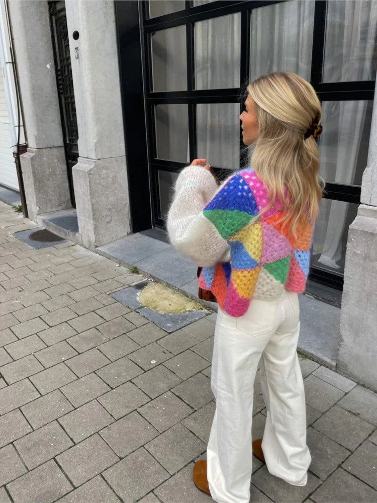 Julia - Warm Colorful Crochet Cardigan
