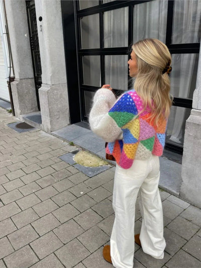 Julia - Warm Colorful Crochet Cardigan