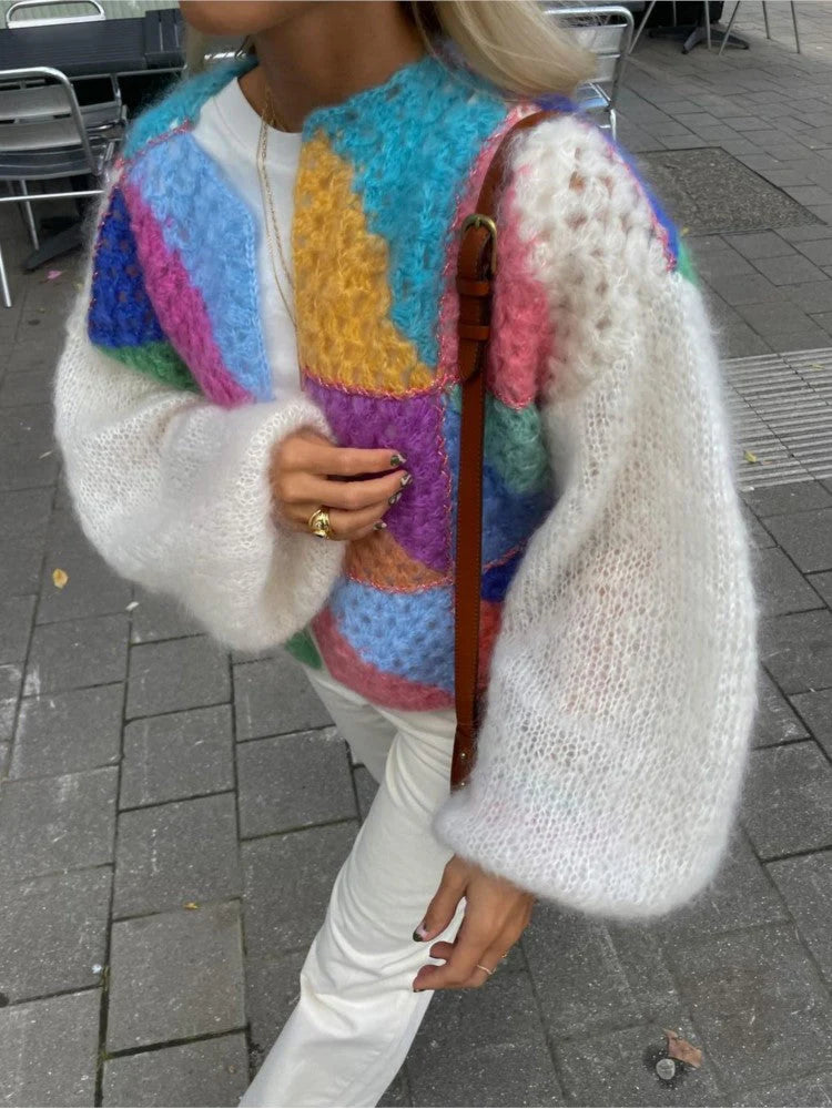 Julia - Warm Colorful Crochet Cardigan
