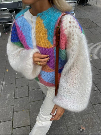 Julia - Warm Colorful Crochet Cardigan