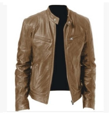 Calvin | Men's  Zipper Leather Jacket
