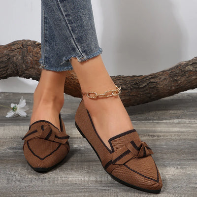 Michelle | Pointed-Toe Bow Loafers