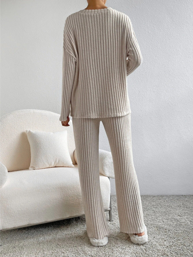 Kathy | V- Neck Strip Knitted 2 Set