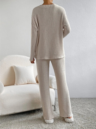 Kathy | V- Neck Strip Knitted 2 Set