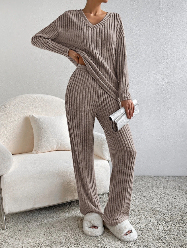 Kathy | V- Neck Strip Knitted 2 Set