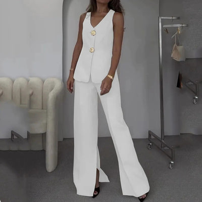 Isabella - Elegant Vest Slit Two-Piece Set