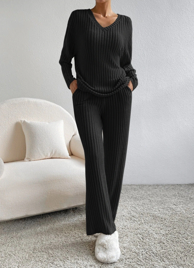 Kathy | V- Neck Strip Knitted 2 Set