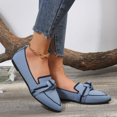 Michelle | Pointed-Toe Bow Loafers