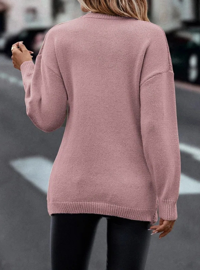 Mia -  V-Neck Long Sleeve Sweater