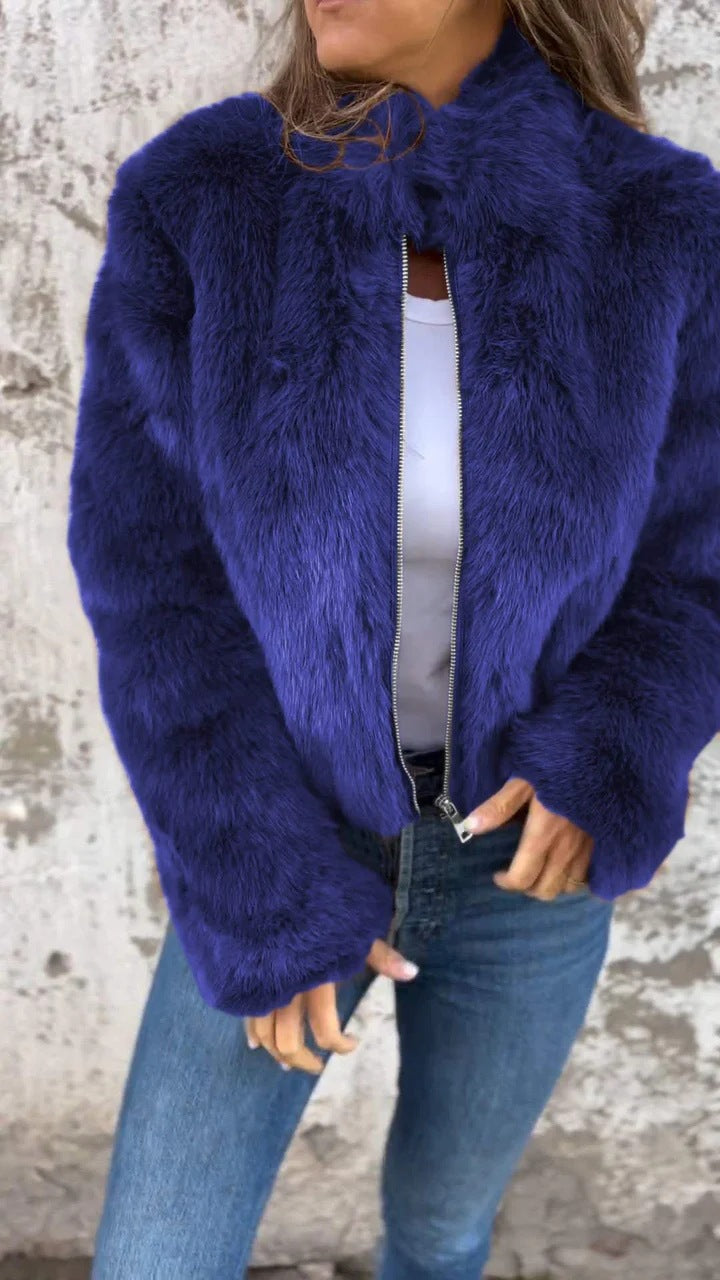 Sarah - Faux Fur Zipper Jacket