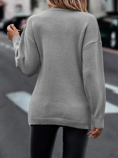 Mia -  V-Neck Long Sleeve Sweater
