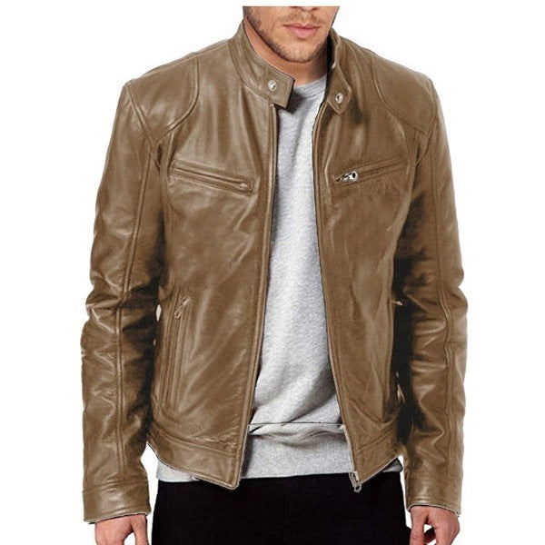 Calvin | Men's  Zipper Leather Jacket