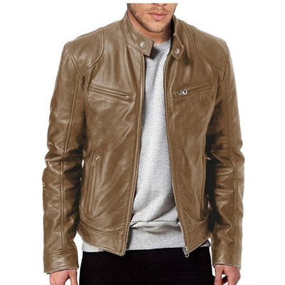 Calvin | Men's  Zipper Leather Jacket
