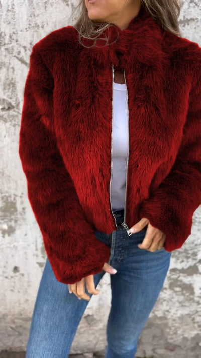 Sarah - Faux Fur Zipper Jacket