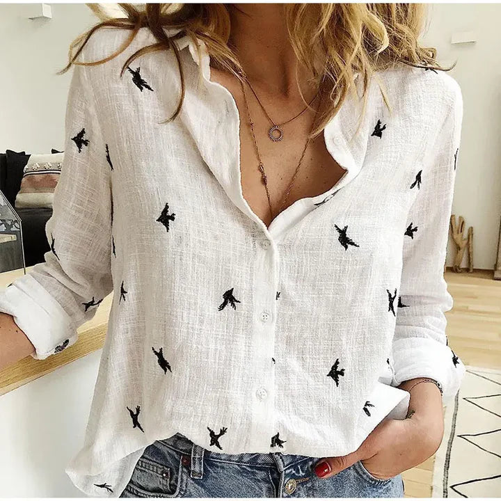 Cathy | Cotton Long Sleeve Button Shirt