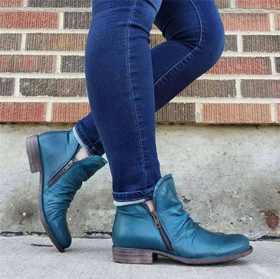 WOMEN ZIPPER WATERPROOF ANKLE-SUPPORT BOOTS