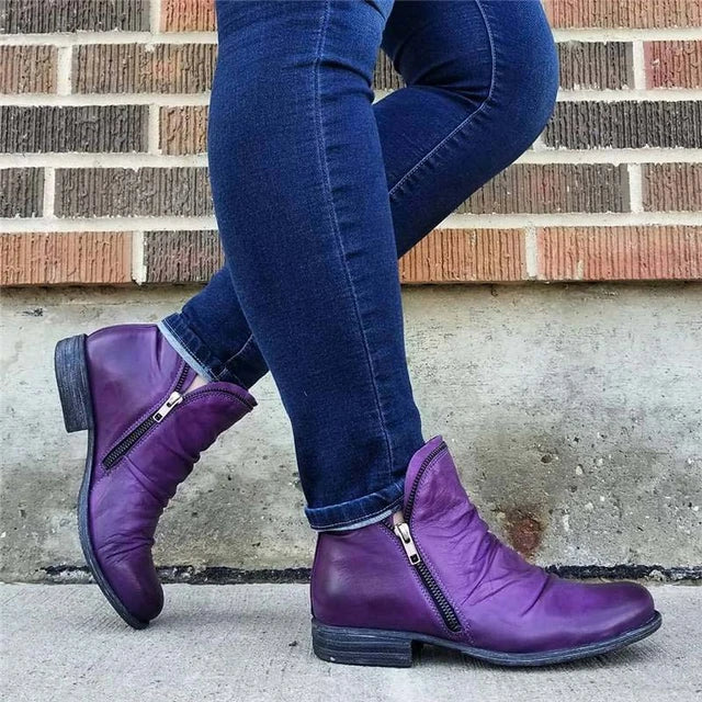 WOMEN ZIPPER WATERPROOF ANKLE-SUPPORT BOOTS
