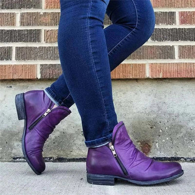 WOMEN ZIPPER WATERPROOF ANKLE-SUPPORT BOOTS