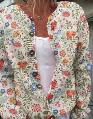 Mia - Floral Cardigan Knitted Jacket