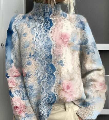 Ruby | Vibrant Printed Turtleneck Sweater