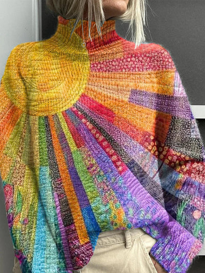 Ruby | Vibrant Printed Turtleneck Sweater