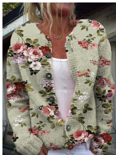 Mia - Floral Cardigan Knitted Jacket
