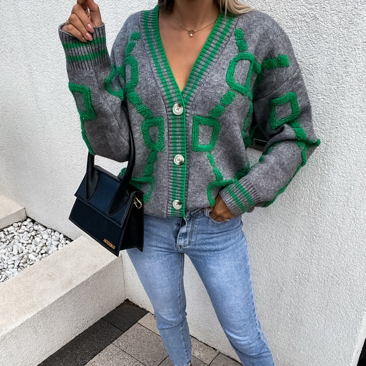 Zeria | Geometric Warm Cardigan