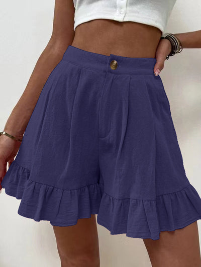 Kissha | Casual Flowy Ruffle Hem Shorts
