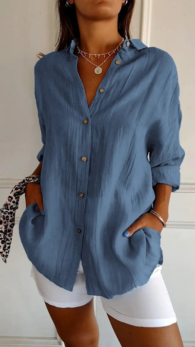 Sasha | Elegant Lapel Shirt With Pleated Style