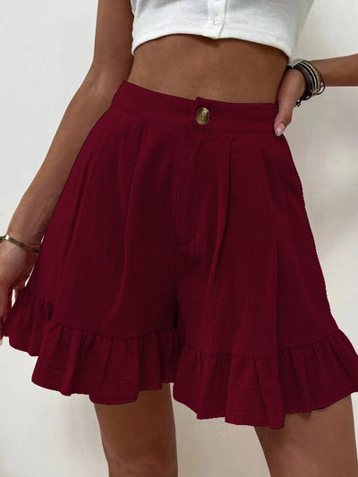 Kissha | Casual Flowy Ruffle Hem Shorts