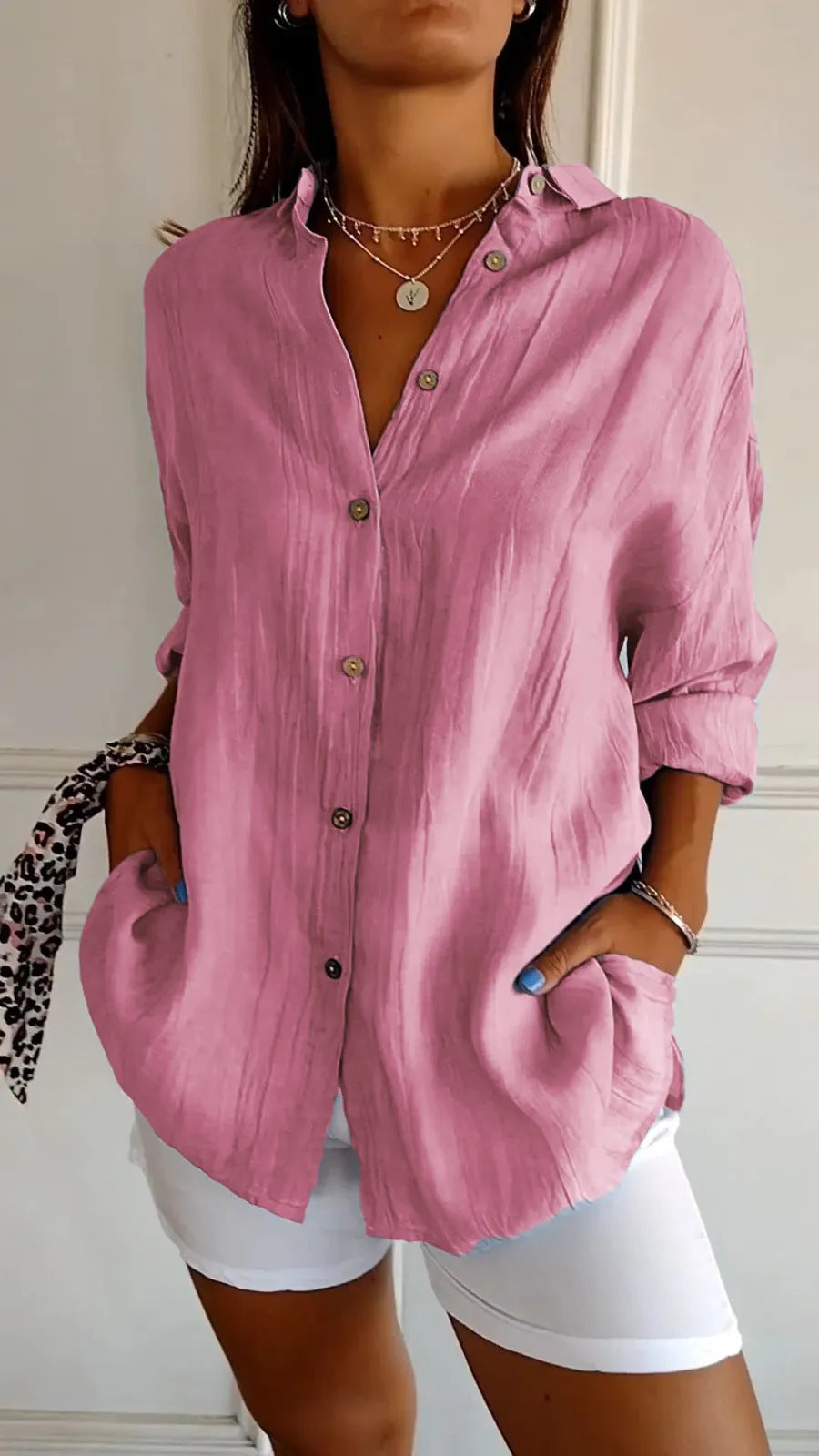 Sasha | Elegant Lapel Shirt With Pleated Style