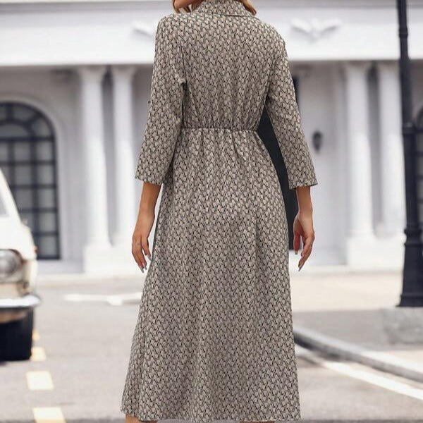 Women's V-neck Split Print Dress