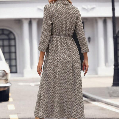 Women's V-neck Split Print Dress