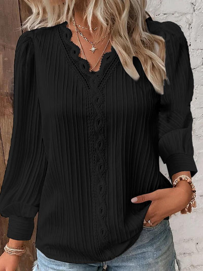 Emma | Long Sleeve V-neck Lace Blouse