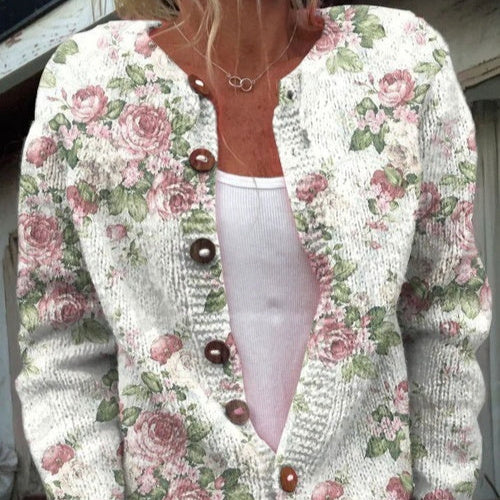 Mia - Floral Cardigan Knitted Jacket