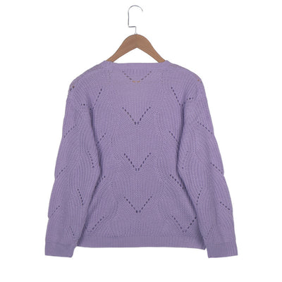New V Neck Hollow Knit Top