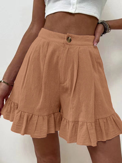 Kissha | Casual Flowy Ruffle Hem Shorts