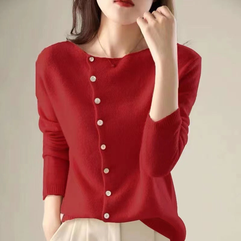 Kyra |  Asymmetrical Button Sweater