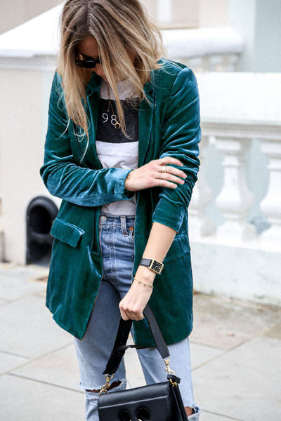 Catching Street Style Velvet Blazer