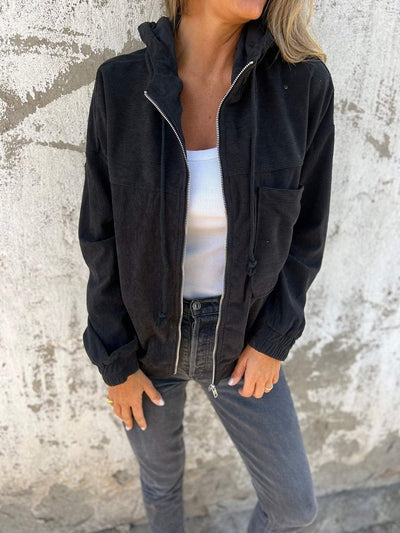 Corduroy Casual Jacket Hooded Zip