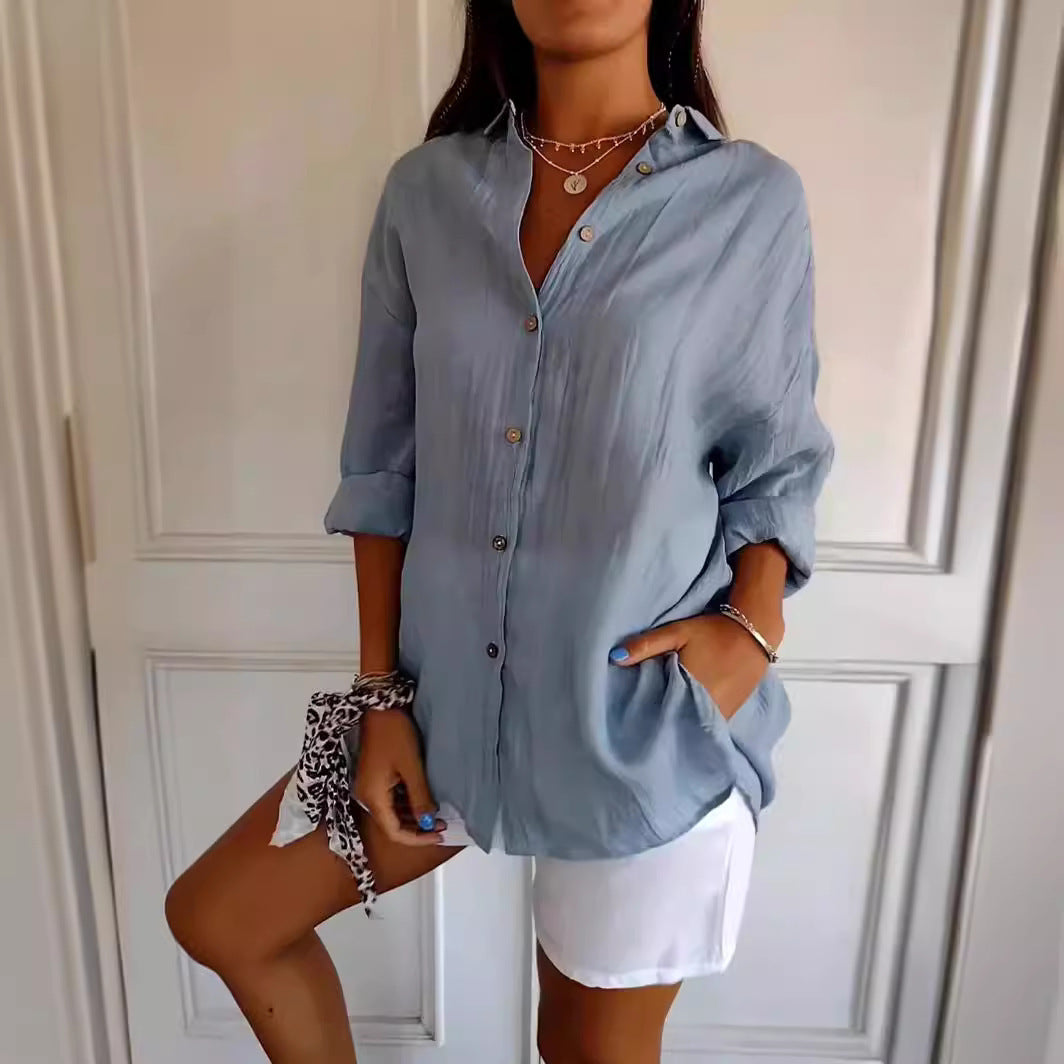 Sasha | Elegant Lapel Shirt With Pleated Style