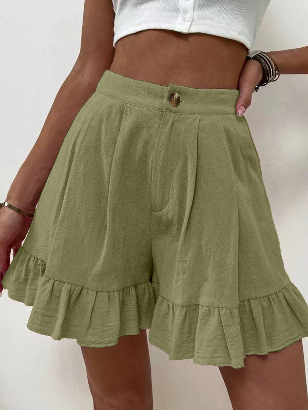 Kissha | Casual Flowy Ruffle Hem Shorts