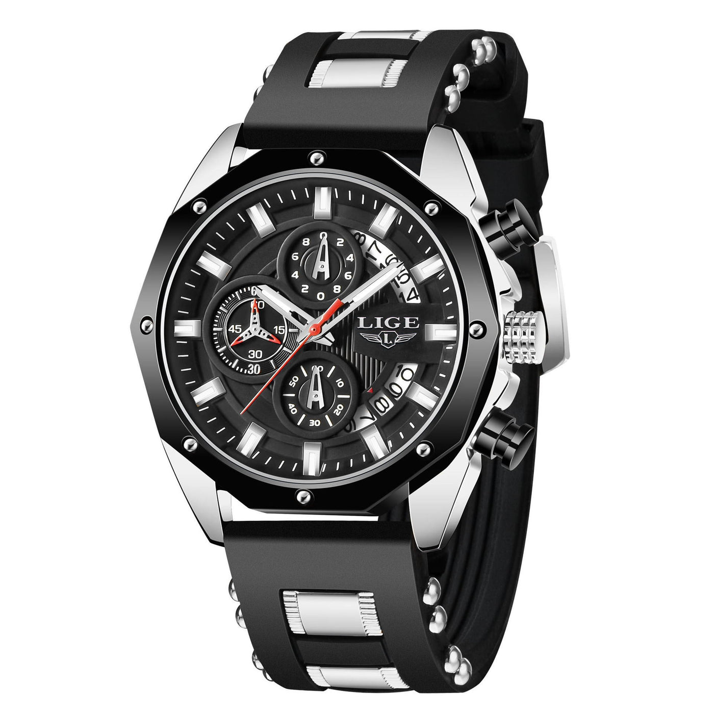 Sport Watch Men Quartz Date Clock Waterproof Wristwatch Chronograph