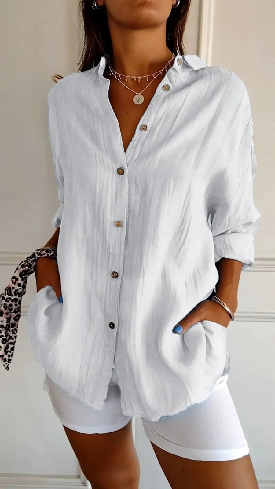 Sasha | Elegant Lapel Shirt With Pleated Style