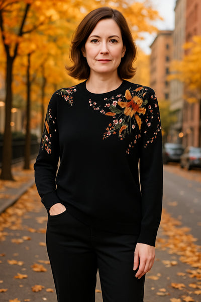 Alannah - Elegant Floral Knit Jumper